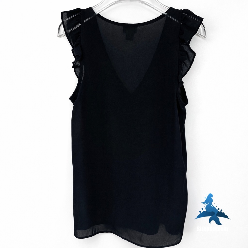1275 J.Crew Ruffle Sleeve V-Neck Blouse – 2 – Black - Picture 8 of 15